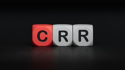 Text CRR CREDIT RISK RATING writing in cube ladder.close up of wooden elements,Business Concept.3D rendering on black background.