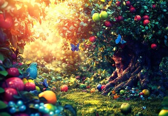 Fototapeta premium Exploring the beauty and significance of the Garden of Eden in religious texts.
