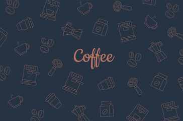 Coffee icons background.