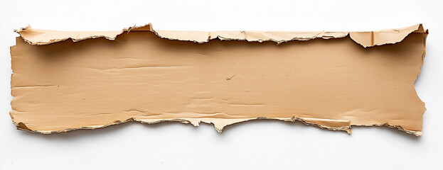 A piece of cardboard with torn edges on a white background,