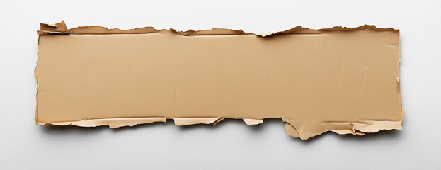 A piece of cardboard with torn edges on a white background,