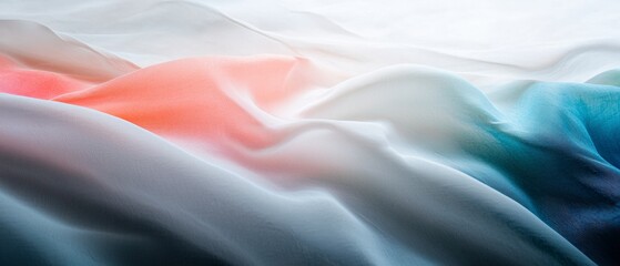 Obraz premium Soft Pastel Ombre Fabric Drape Textured Silk Elegant Background Flowing Textile Fashio