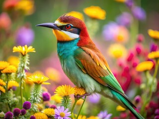 Obraz premium Bee-eater Bird Fashion Photography, Elegant Bird, Nature Inspired, High Fashion