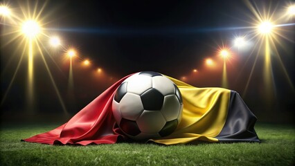 Fototapeta premium Belgian Flag Soccer Ball Silhouette EM Championship