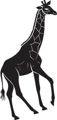 Obraz premium Giraffe Silhouette Standing - Black and White Vector Illustration
