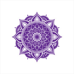 Top view of a ceramic plate showcasing a detailed floral mandala design in vibrant orange and teal colors, isolated on white background.