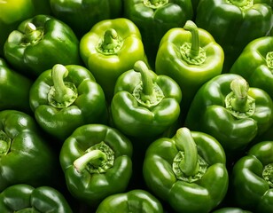 Heap of fresh green bell pepper, close up