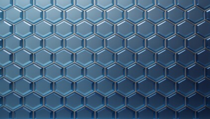 Fototapeta premium Intricate geometric pattern showcasing hexagonal shapes in various shades of blue, creating a visually striking background filled with depth and texture