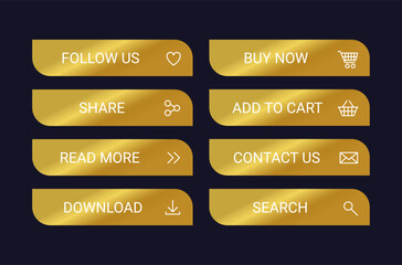 Golden CTA button set.