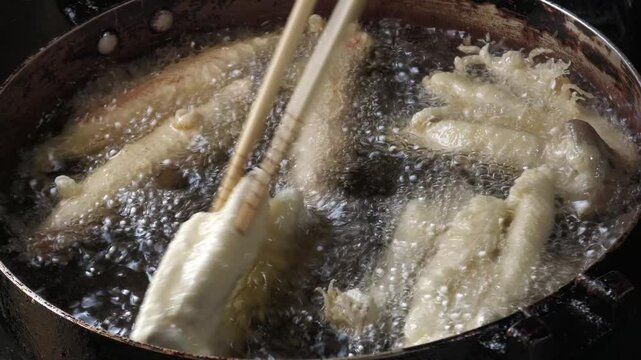 自宅で料理した日本食の天ぷら