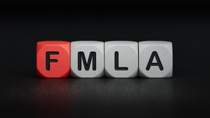 Obraz premium Word fmla on wooden cubes with copy space.close up of wooden elements,Business Concept.3D rendering on black background.