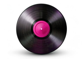 Black Vinyl Record, Pink Center, Rule of Thirds, Photorealistic