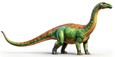 Brontosaurus Panoramic White Background - AI Photorealistic