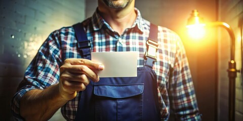 Business Card Design Waiting - Plumber's Hands - Low Light