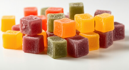Colorful jelly sugar candies isolated on white background