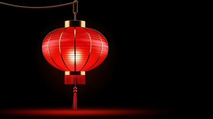Ornate Red Lantern Against Dark Background