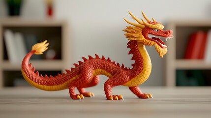 Colorful Dragon Figurine on Table Display