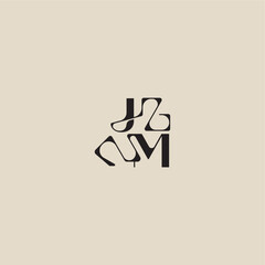 curved typography monogram elegant initial logo letter bold style and luxury concept JM