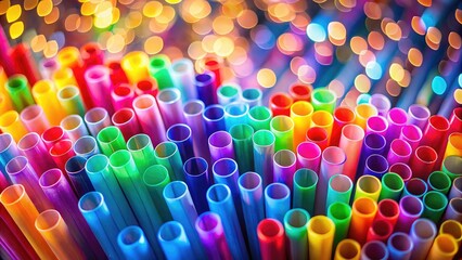 Close-up Colorful Plastic Straws High Depth of Field