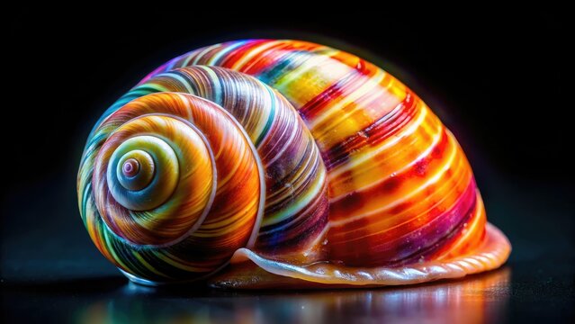 Close-Up Colorful Turban Snail Shell, Minimalist Macro Photography, Summer Seashell