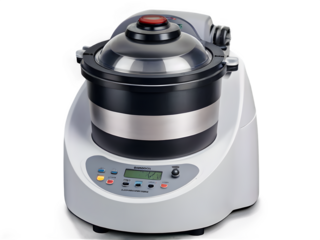 A spinning centrifuge with detailed sample holders and motion blur.
