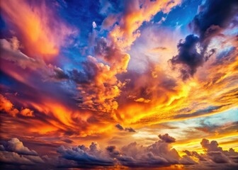 Naklejka premium Colorful Cloudscape, Rule of Thirds, Sky Beauty, Atmospheric Art