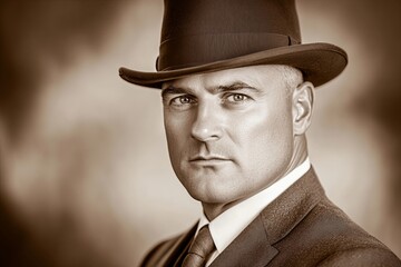 Elegant Man in 1920s Suit with Bowler Hat