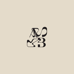 elegant initial logo bold style and luxury concept AB curved typography monogram letter
