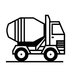 Cement Mixer Truck Line icon Vector Illustration