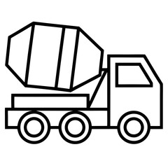 Cement Mixer Truck Line icon Vector Illustration