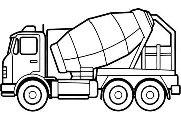 Fototapeta premium Line Art of Cement Mixer Truck Vector Illustration