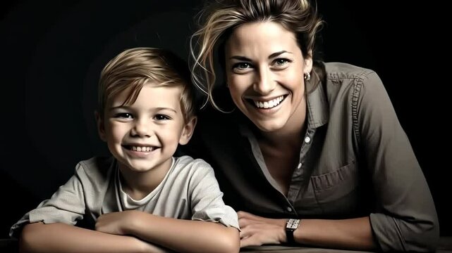 Joyful moments shared between a mother and her son in a warm, inviting setting with simple lighting