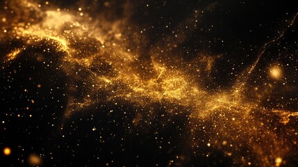 Abstract magic gold dust background over black