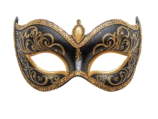 Fototapete Venetian carnival eye mask with golden details. On transparent background. © EJManzaneque