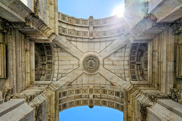 ceiling of the rua augusta arch in lisbon portugal