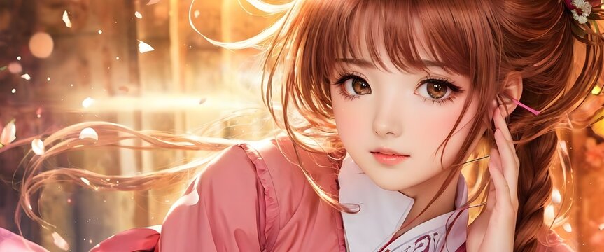 joven japonesa de pelo casta&ntilde;o  anime y manga