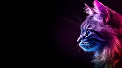 Neon Cat Profile: A Vibrant Artistic Rendering