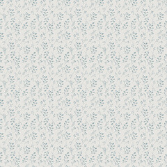The image you uploaded is a seamless pattern featuring small, delicate botanical elements. The pattern includes various types of leaves and branches, drawn in a minimalist style with light blue and gr