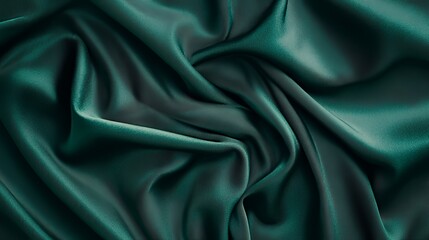 Fototapeta premium Deep Green Silk Draped Fabric Texture Background