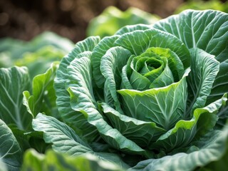 Obraz premium Closeup of lush green cabbage vibrant foliage in nature's embrace