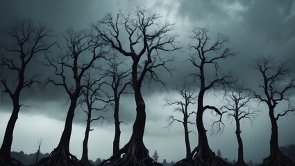Black Trees Skyline - Horror Poster Design