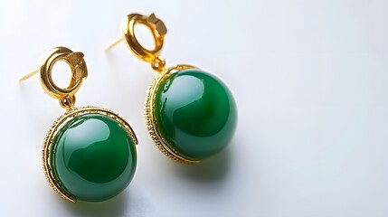 Elegant Green Stone Gold Earrings Fashion Jewelry