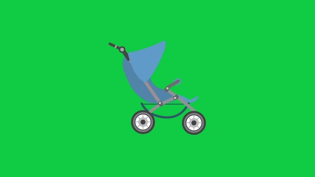 A modern stroller design icon with green background, perfect for baby mobility visuals.