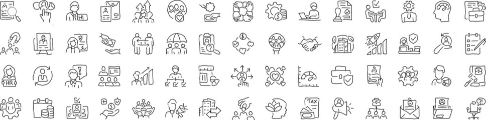 icon set handwriting illustration business