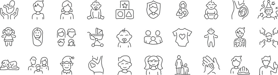 icon set handwriting drawing people symbol