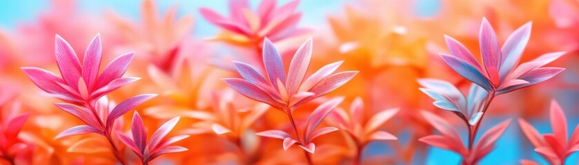 Spectacular autumn scene, pink and orange leaves paint vibrant tapestry of fall colors