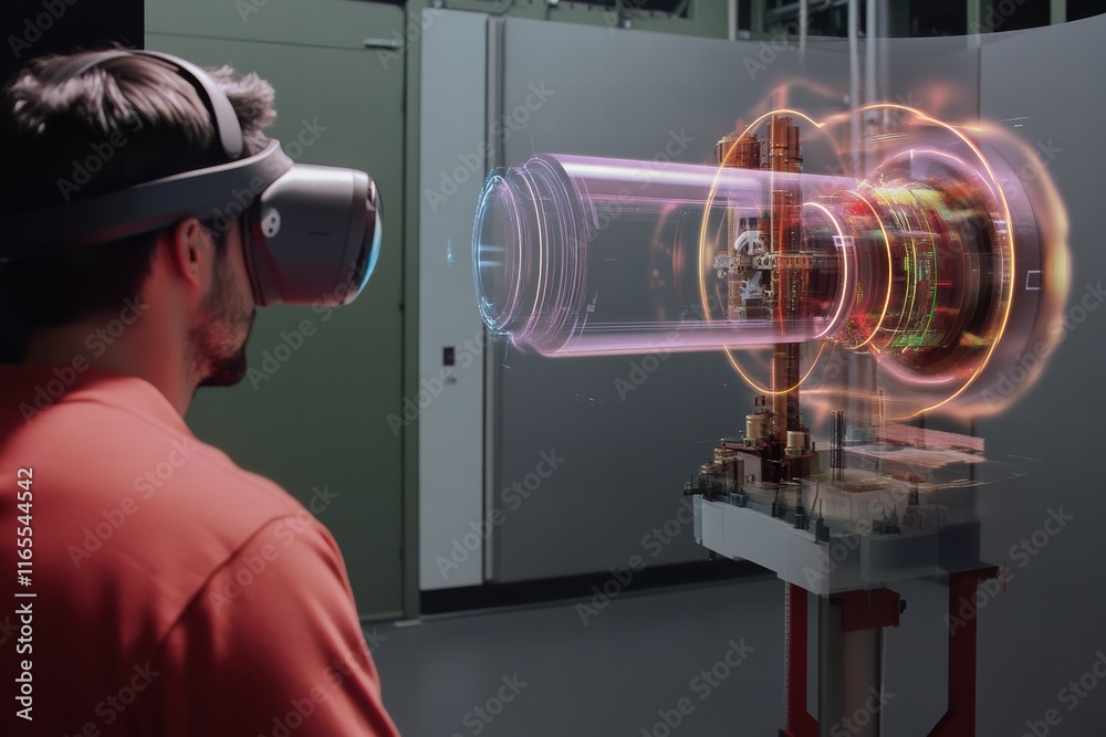 Poster exploring augmented reality technology in an industrial setting with interactive 3d models