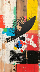 Fototapeta premium Abstract Puzzle Wood Painting