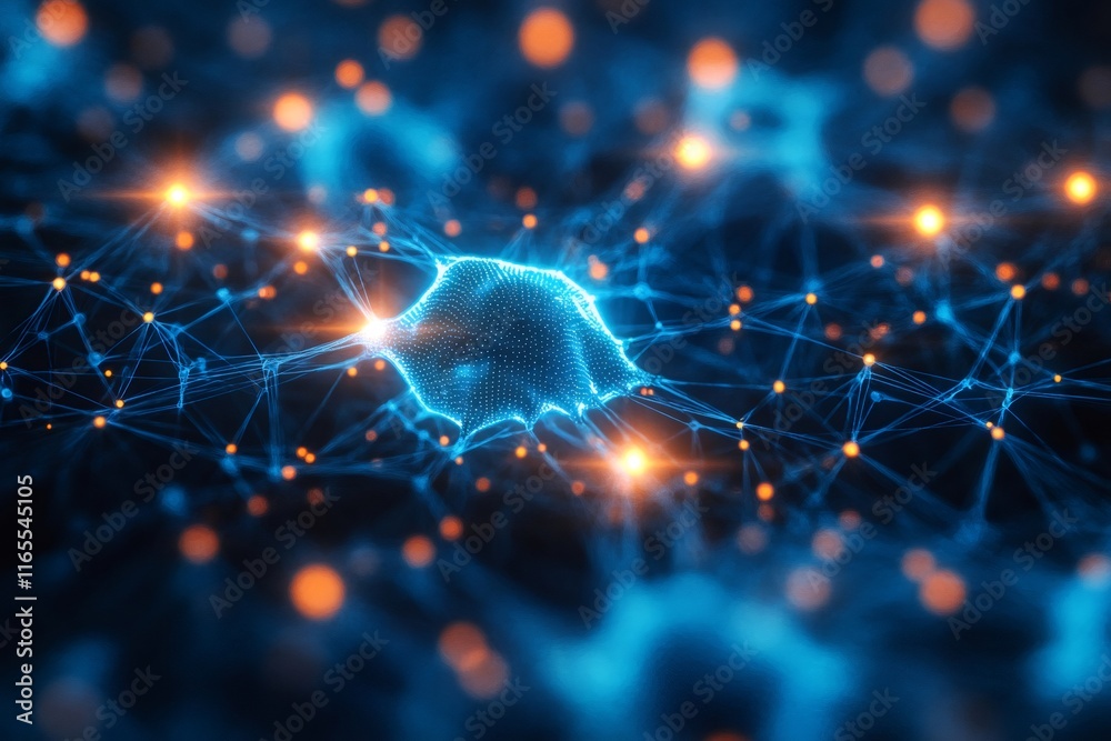 Leinwandbilder neural network transforming and evolving with futuristic connections