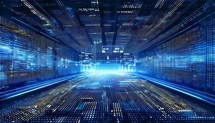 High-tech background in shades of blue, fast computer communication